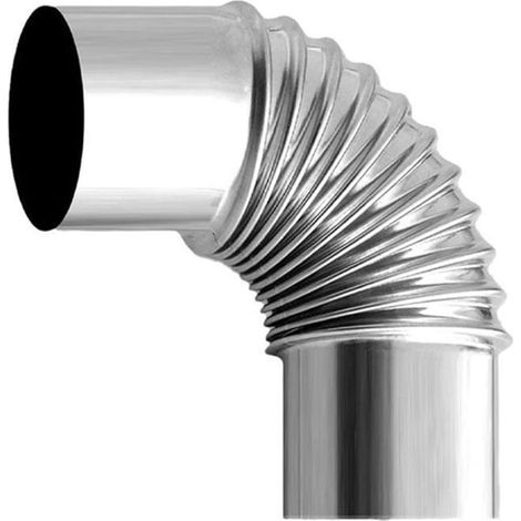 Ofenrohr Edelstahl Rohrbogen Ofenrohrbogen Entlüftung 90 Grad Verkleidung Kaminverlängerung (100mm)