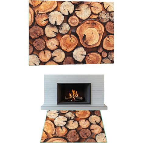 CHIMENEA DE CRISTAL TEMPLADO. DIMENSIONES DE LA BASE: 60x52cm. GRÁFICOS: MADERA. (1/5)
