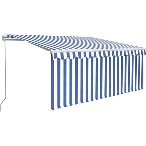 Tenda da Sole Tenda parasole Retrattile Manuale con Parasole 3x2,5m Blu e Bianco (1/4)