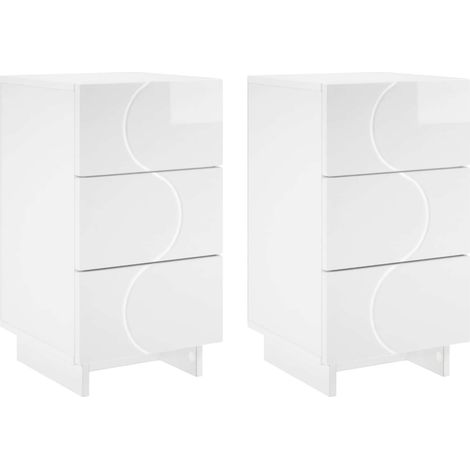 Bedside Cabinet 2 pcs High Gloss White 33.5 x 34.5 x 60 cm vidaXL
