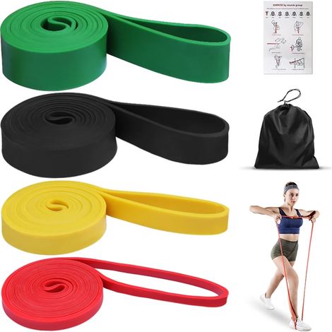 Bande de résistance en latex, bande élastique robuste pour l'entraînement, le pilates et les équipements de fitness (1/4)