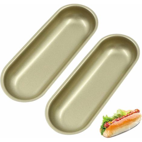 Set di 2 teglie da pane oblunghe antiaderenti in acciaio al carbonio, adatte per baguette e hot dog, per uso professionale - Crezuo
