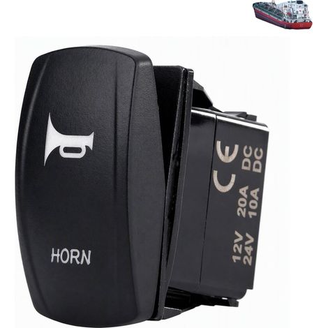 Interrupteur à bascule momentané à bouton-poussoir, 12 V à 24 V, 3 broches, pour panneau de commande marin, avec klaxon et voyant LED bleu, pour voiture, caravane, camping-car (1/5)