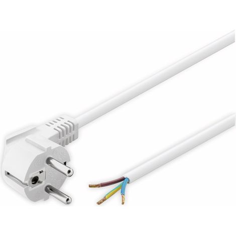 GOOBAY Netzkabel, 3x1mm², weiß, 5m, offenes Ende, Winkelstecker