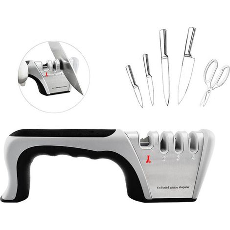Messerschärfer, 4-in-1 Profi-Messerschärfer, Messerschärfer für Scheren und Küchenmesser verschiedener Größen (1/5)