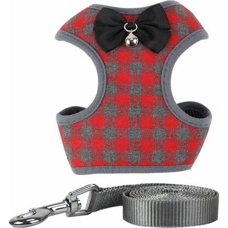 Harnais laisse doux respirant pour petit chien et chat, rouge, taille S, modèle MZ123 – DELKEVIC (1/5)