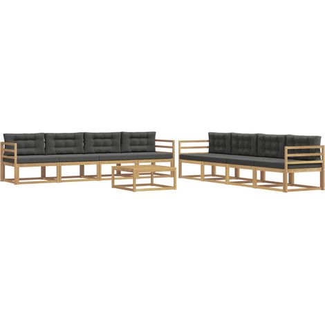 Conjunto de sofás de exterior 9 uds. Blanco y Antracita vidaXL (1/5)