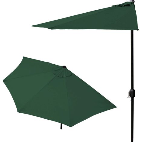 Sombrilla de jardín semipared para terraza 2,7 m verde
