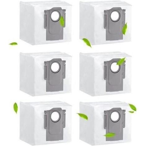 Lot de 6 sacs filtrants premium compatibles avec Roborock S8, S7 MaxV, Q7 Max et autres stations d’aspiration – haute capacité, étanchéité optimale, filtration fine (1/4)