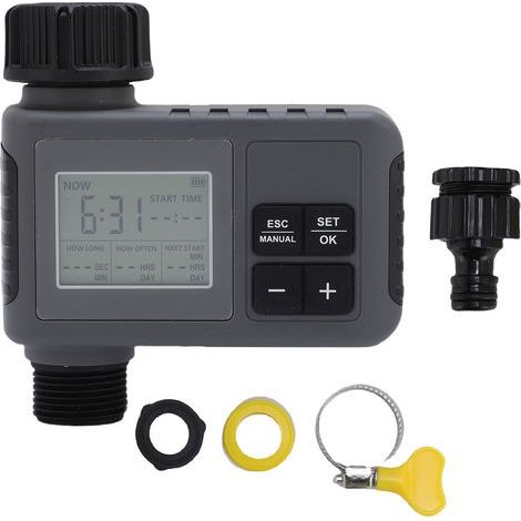 Automatic Irrigation Timer with LCD Screen, Timed Sprinkler Controller for 3/4 to 1/2 inch Taps, Outdoor Garden and Yard (1/5)