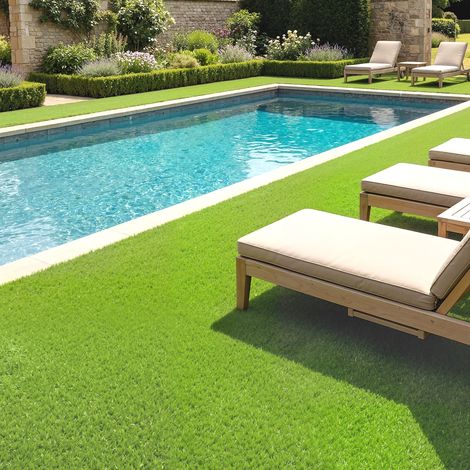Prato sintetico 1m x 4m, tappeto di erba artificiale con altezza dell'erba di 10mm, drenaggio automatico, colore verde.
