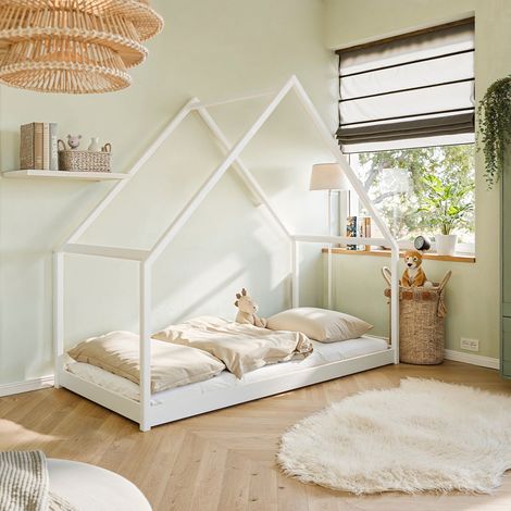 Lit cabane 90x200 sommier inclus Louisa Blanc (1/3)