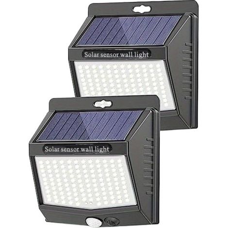 Lampe solaire murale à trois têtes de 348 LED avec télécommande, équipée d'un détecteur de mouvement, indice d'étanchéité IP65, convient aux jardins, patios, allées et clôtures (118 LED (lot de 2)).