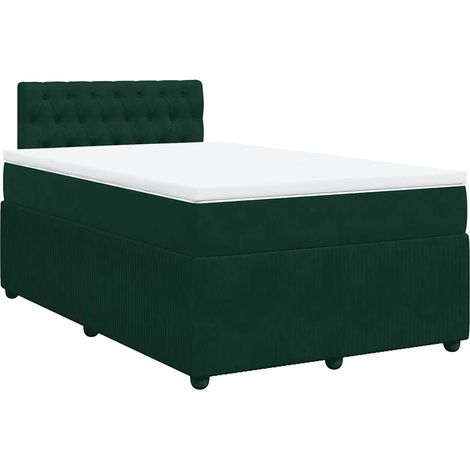 Lit double  Lit adulte  Sommier à lattes de lit et matelas Vert foncé 120x200cm Velours