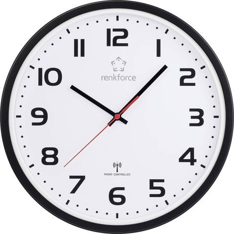 Horloge murale Renkforce RF-6826036 radiopiloté(e) 32 cm x 45.5 mm blanc/noir (1/3)