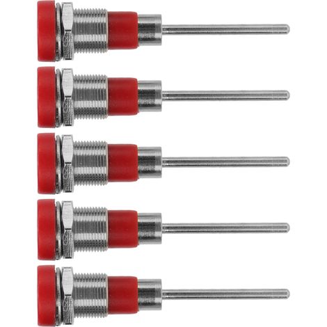 Kit de 5 connecteurs banane 4mm en laiton nickelé, douilles et fiches rouge J.40013 (1/5)
