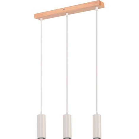 GBLY Lámpara Colgante de 3 Bombillas Lámpara de Comedor de Madera - Lámpara Colgante GU10 Blanca Vintage Lámpara de Pasillo de Cocina rústica para Sala de Estar Dormitorio Restaurante Pasillo (1/5)
