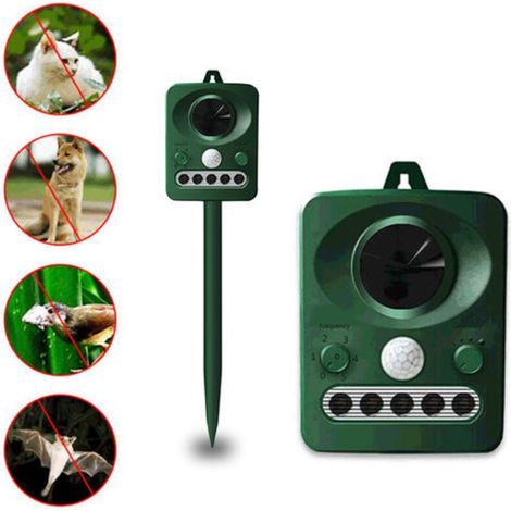 Répulsif à ultrasons solaire pour oiseaux – Double charge solaire et USB – Étanche – Batterie intégrée – Portée 6-8m – Vert (1/2)