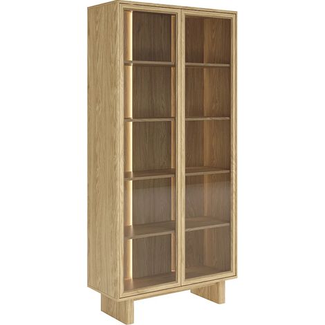 Vetrina 2 ante Con LED in MDF e vetro temperato Naturale chiaro - TERLONA (1/4)