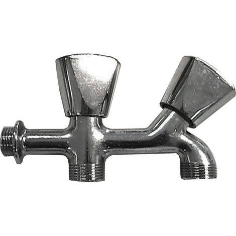 Robinet Machine À Laver Double Filetage V/Métal Chromé 1/2 (emballage) (1/3)