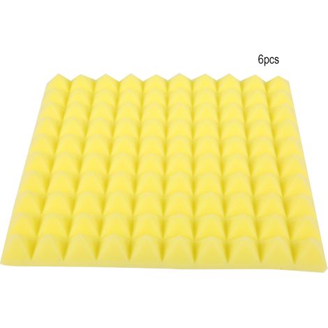 50505cm 6 pièces Mousse de coton insonorisante et absorbante en forme de pyramide (Jaune) (1/5)