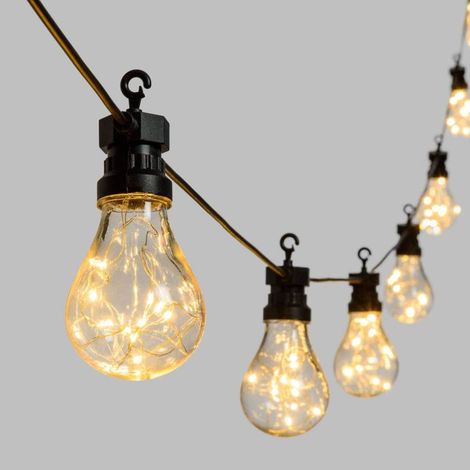 Guirlande lumineuse décorée 20 Ampoules Goutte Platique Transparent Ø67mm 200 MicroLED BLANC CHAUD Lotti (1/5)
