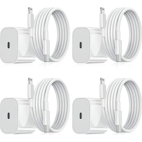 Chargeur iPhone - Chargeur rapide - Adaptateur + câble 20 W USB-C Blanc Lot de 4 iPhone (NT) Lot de 4 iPhone XF17 Lot de 4 iPhone (1/5)