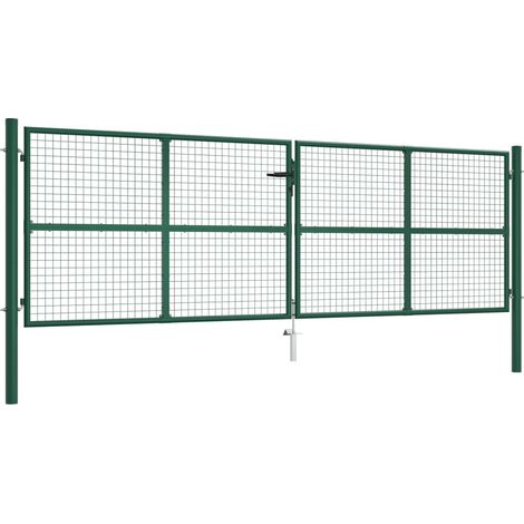 Puerta de malla de jardín acero verde 390x125 cm vidaXL (1/5)