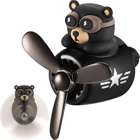 Diffuseur pour voiture en forme d’ours pilote, purificateur d’air avec clip pour ventilation, 2 parfums inclus