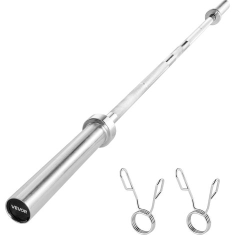 Barre d'Haltères pour Fitness Chromée 180 cm, Barre de Musculation Compatible avec Disques 5 cm, avec Poignée Moletée, pour Entraînement Haltérophilie, Squat, Soulevé de Terre, Développé Couché (1/5)