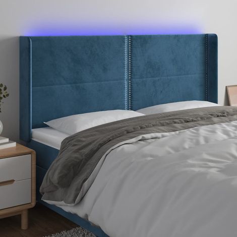 Cabecero con LED de terciopelo azul oscuro 203x16x118/128 cm vidaXL (1/5)