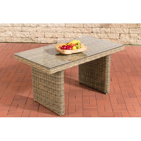 Polyrattan Esstisch La Gomera Klarglas 120/140/160 cm natura 140 cm (1/5)