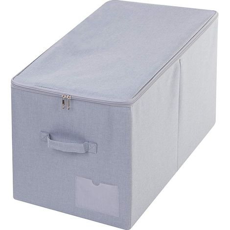 Boîte de rangement pliante de 60L avec couvercle, grand panier de rangement pour le rangement des vêtements dans la garde - robe, le Bureau, la maison, gris clair (1/5)