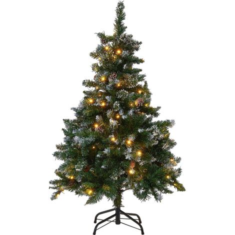 Albero di Natale Artificiale Pre-Illuminato Verde Innevato Base Nera 120 cm Palomar (1/5)