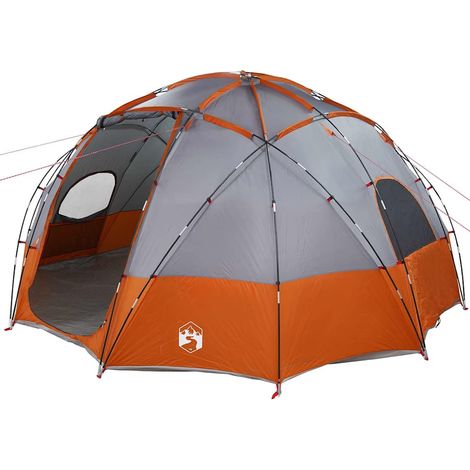 vidaXL Carpa de cúpula Gris y naranja 475 x 475 x 235 cm tafetán (1/2)