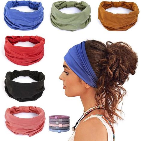 Diademas anchas (paquete de 6) para mujer, antideslizantes, suaves y elásticas, ideales para yoga y deportes. Incluye 6 cintas.