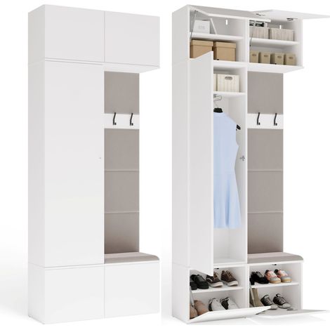 HAGA II 1Sz1W -1x Armario + 1x Barra De Armario - estantes - 100x35x238 cm - BLANCO (1/5)