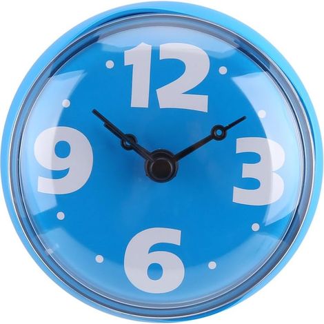 NineClouds Horloge murale à ventouse résistante à l'eau avec mouvement de balayage silencieux fenêtre miroir bain douche (bleu) (1/5)