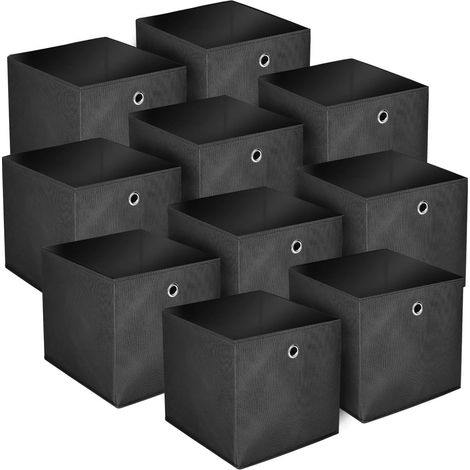 BALLSHOP Lot de 4/8/10/12 Cubes de Rangement, bacs cubiques de rangement pliables, pour Jouets, Vêtements, Chambre d'enfant - 32 x 32 x 32 cm/Beige/Gris/Noir (Lot de 10 Noir) (1/5)