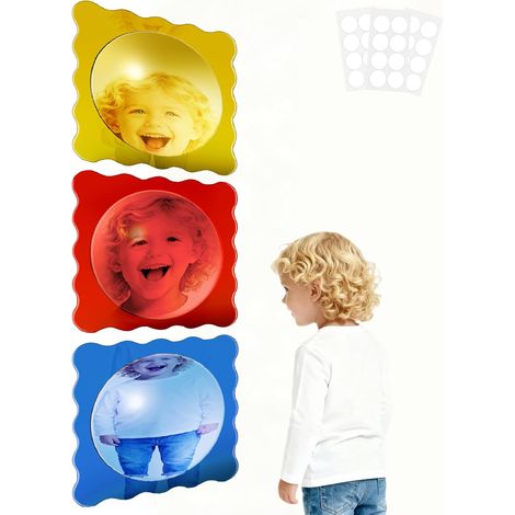 Miroir mural sensoriel en acrylique 3 pièces avec bulles – indispensable dans la salle sensorielle des classes préscolaires, articles pour le coin calme, décoration murale, cadeau d'anniversaire (10″ (1/4)