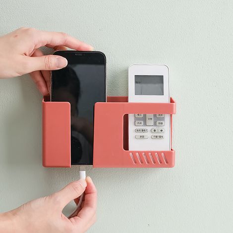 Robuster ABS-Wandorganizer mit Kabeldurchführung, stilvoll und einfach zu montieren für Handy und Fernbedienung – Rot (1/5)