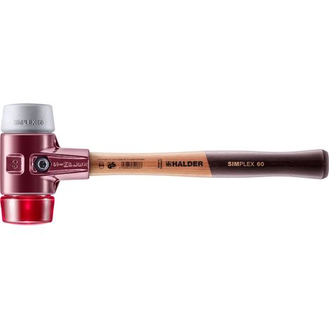 HALDER SIMPLEX Schonhammer Ø 60 mm TPE-mid grau / Plastik rot mit Tempergussgehäuse (1/5)