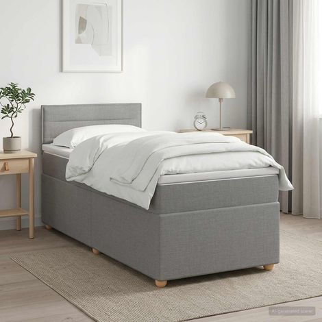 Cama box spring con colchón Gris Claro 80 x 200 cm Tela (1/5)