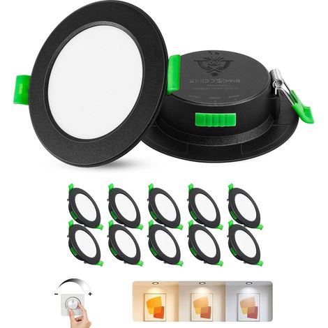 Lot de 10 Spot Led Encastrable Extra Plat, 5W Spots de Plafond 68-75mm Découpe, Blanc Chaud 2700K Blanc Neutre 4000K Blanc Froid 6000K Spot Salle de Bain IP44 pour Cuisine, Nior (1/5)