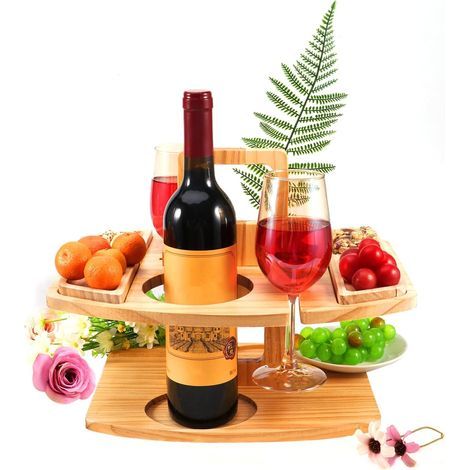 Table de Pique-Nique Dextrieur en Bois Table Basse Portable avec Porte-Gobelets et Compartiments couleurs multiples Largeight (1/4)