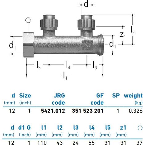 JRG Sanipex Distributore a 2 partenze bronzo d. 12 351523201
