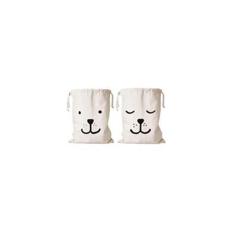 Set mit 2 großen Wäschesäcken aus Canvas mit Kordelzug. – Crezuo