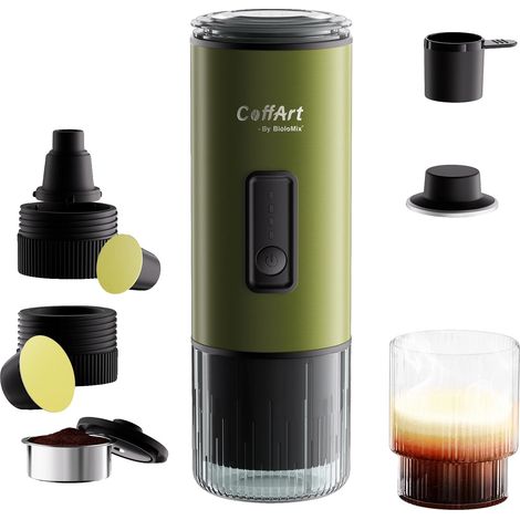 Macchina da caffè portatile, compatibile con capsule Nespresso e Dolce, USB-C, verde (1/2)