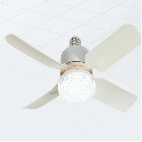 Plafonnier LED 24 W avec abat-jour en cristal et verre, lumière blanche, culot E27, idéal pour salon ou chambre à coucher – ventilateur intégré à 4 pales, télécommande fournie, réglage continu de la v (1/4)