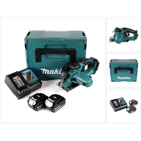 Makita DCS 552 RGJ 18 V Sierra circular de mano para metal con batería de 136 mm en Makpac + 2 baterías de 6,0 Ah y cargador + hoja de sierra y gafas de protección (1/5)